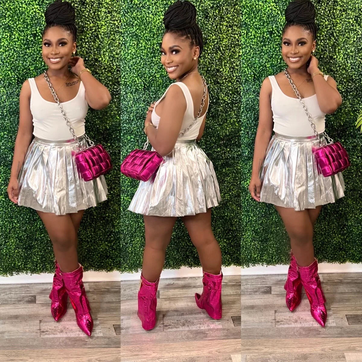 Metallic Pleated Skirt – RJB Apparel